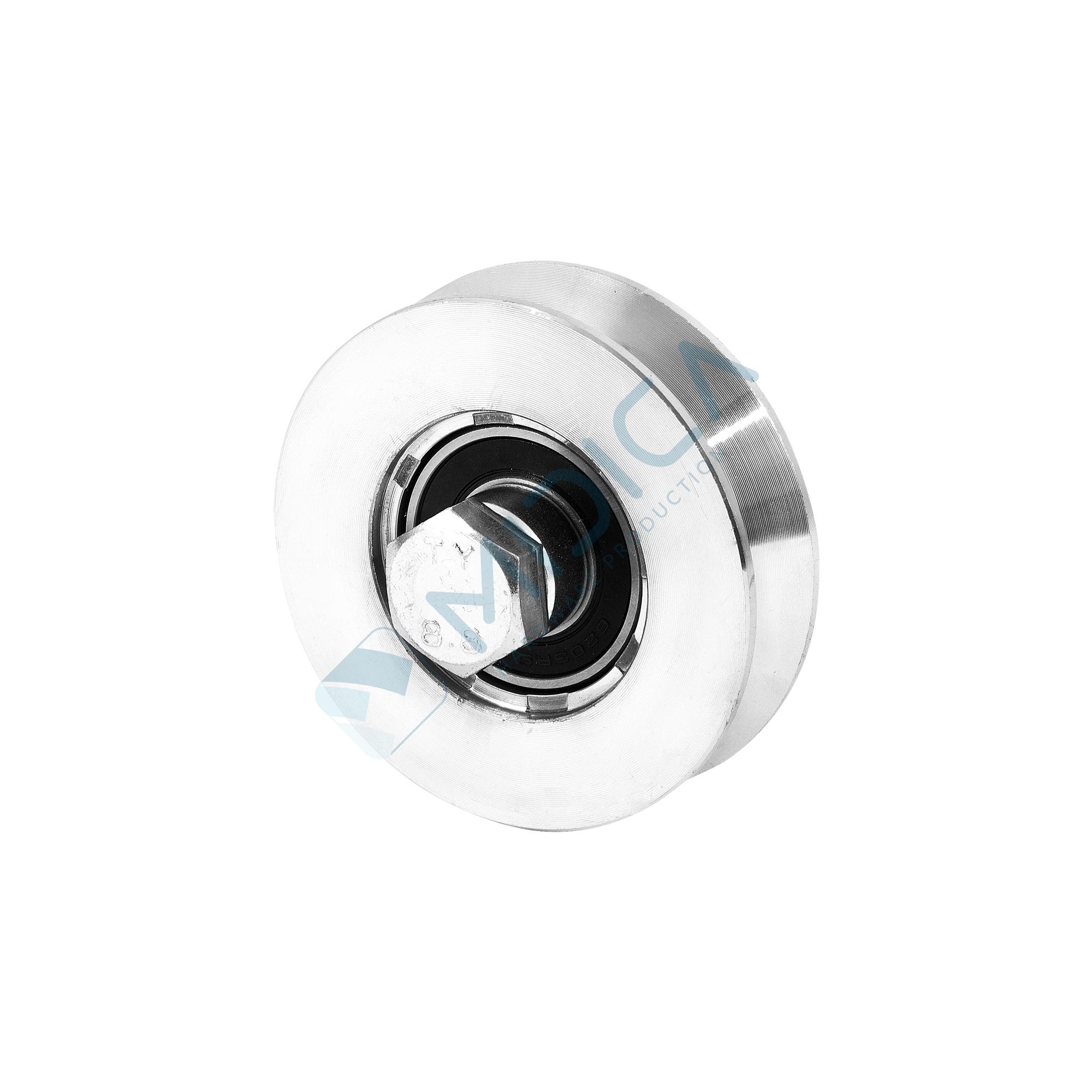 Rolă simplă Ø 100 cu profil V, 2 rulm., capacitate/rola=450 kg