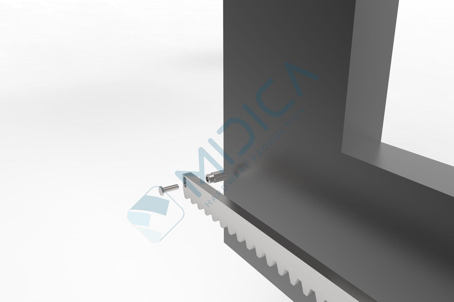 Cremalieră de oțel zincată 30x12x1000 mm, MODUL 4 - imagine 3