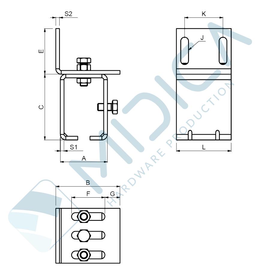 Suport prindere de perete șină STRELA 33 - imagine 3