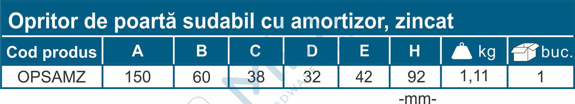 Opritor de poartă sudabil cu amortizor, zincat - imagine 4