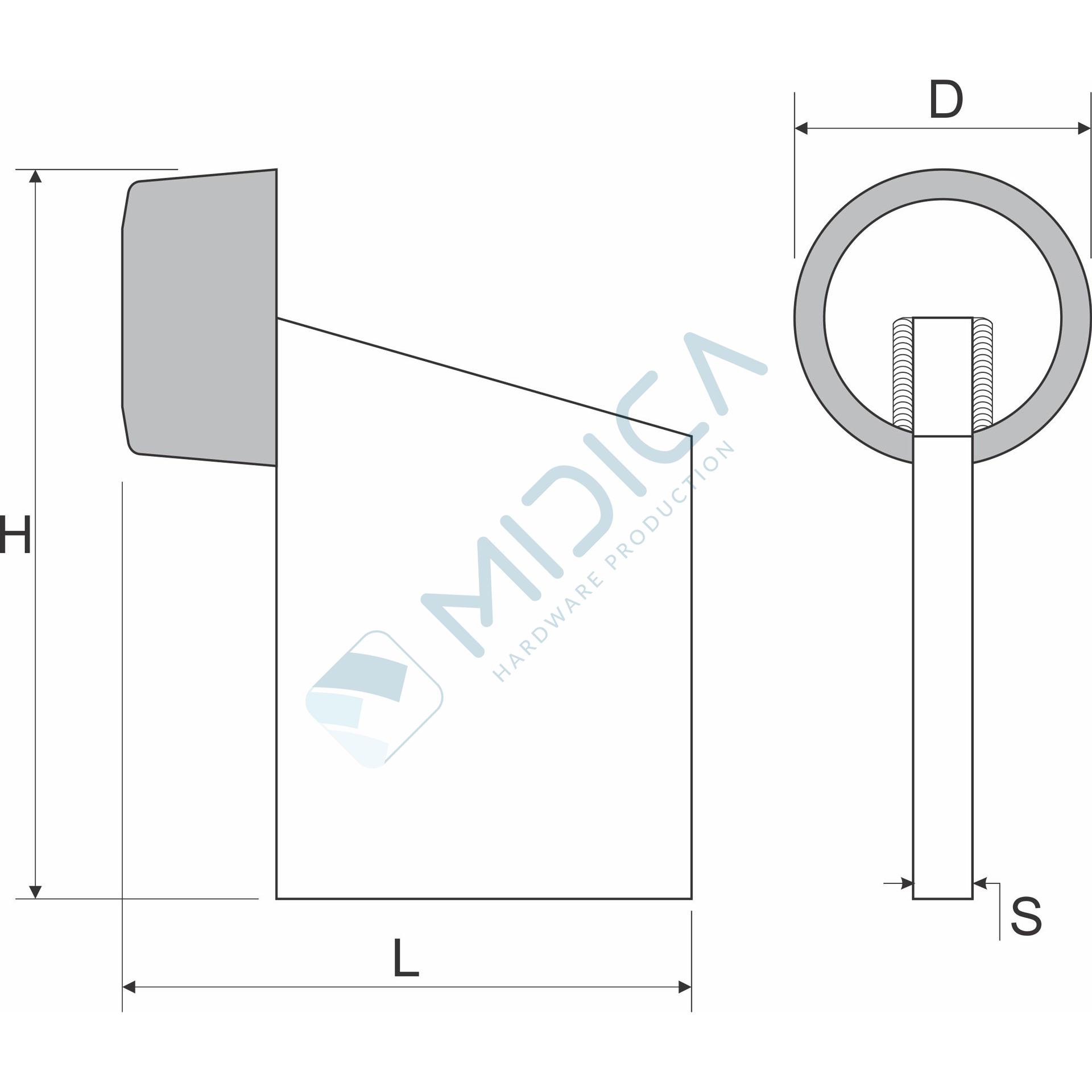 Opritor de poartă sudabil H=110 mm, zincat - imagine 3