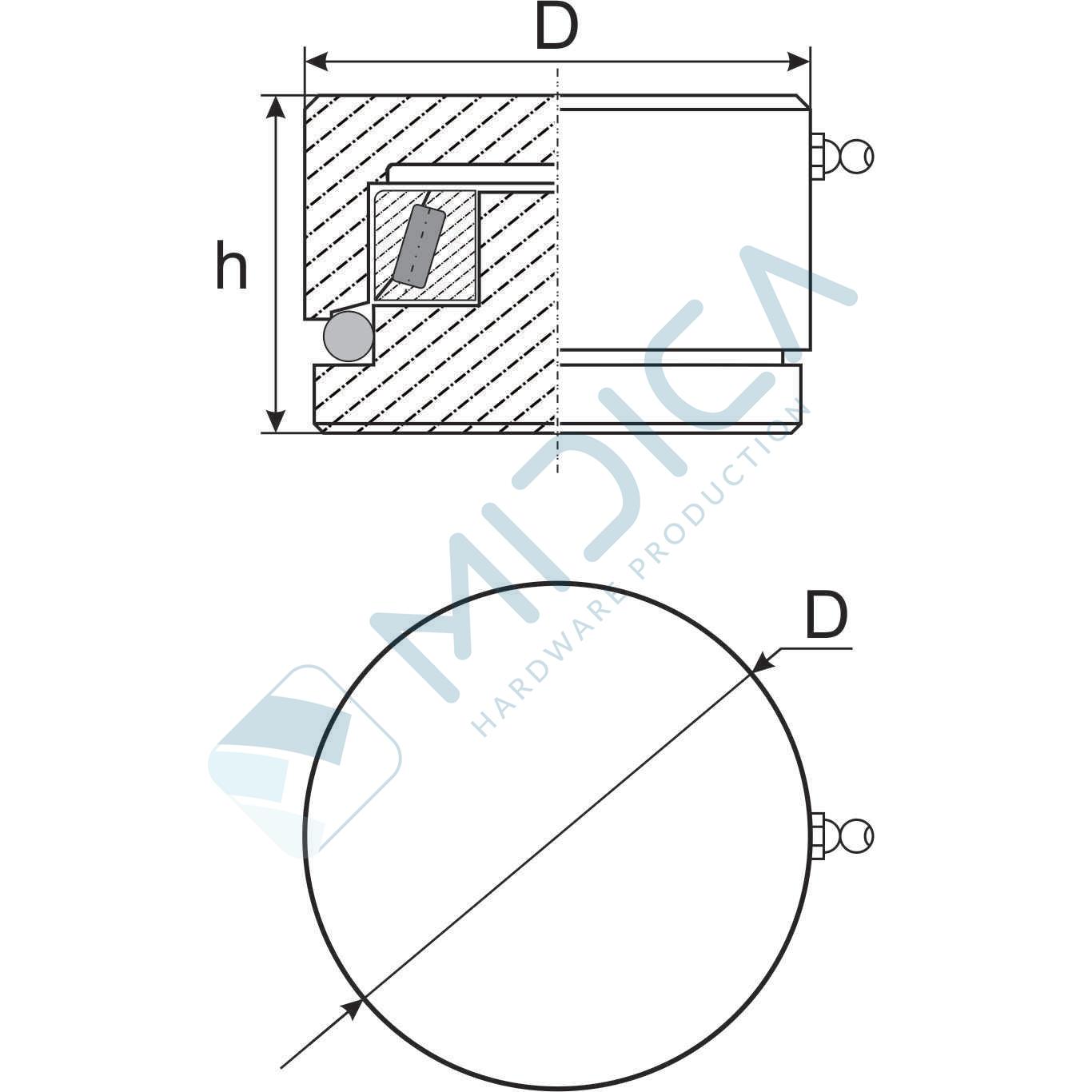 Pivot inferior sudabil cu rulment, D=50 mm, zincat - imagine 4
