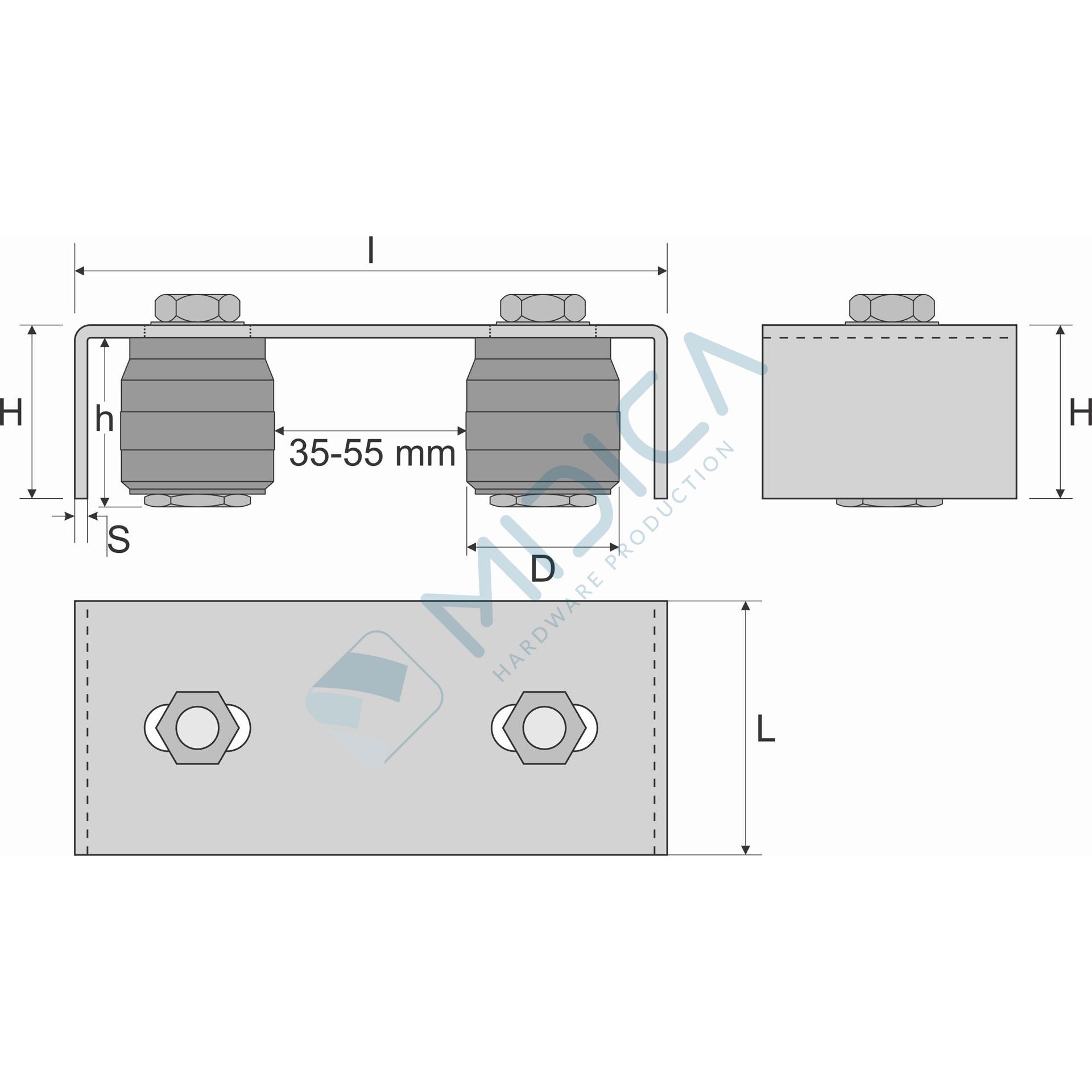 Ghidaj superior reglabil 35-55 mm cu 2 role nailon - imagine 4